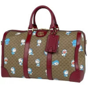Gucci GG Boston Bag Doraemon Collaboration Duffle Canvas Brown Red